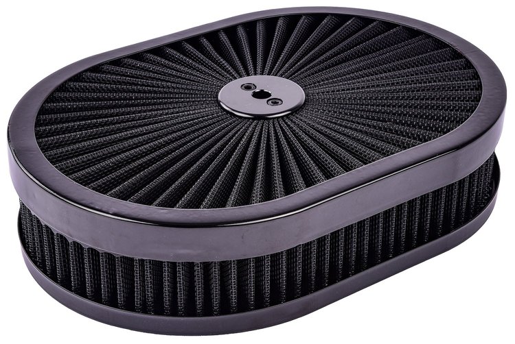 Oval Flow-Thru Air Cleaner Assembly 11.5 in. x 2 in. [Black Trim with Black Filter]