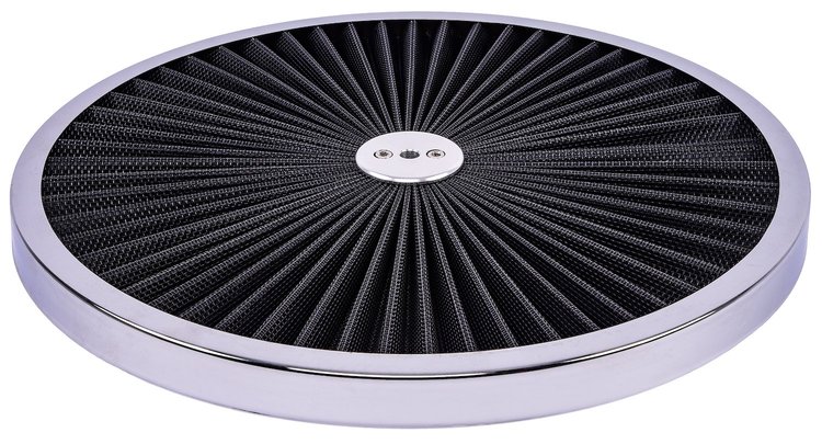 14 in. Flow-Thru Air Cleaner Lid [Chrome Trim with Black Filter]