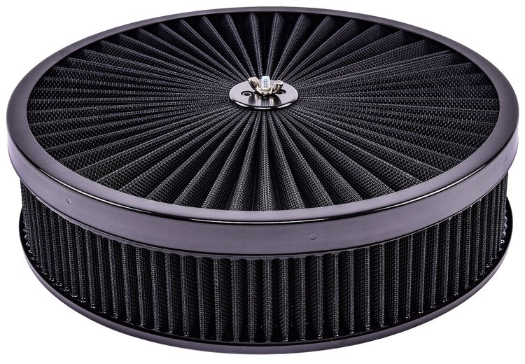 Round Flow-Thru Air Cleaner Assembly 14 in. x 3 in. [Black Trim with Black Filter]