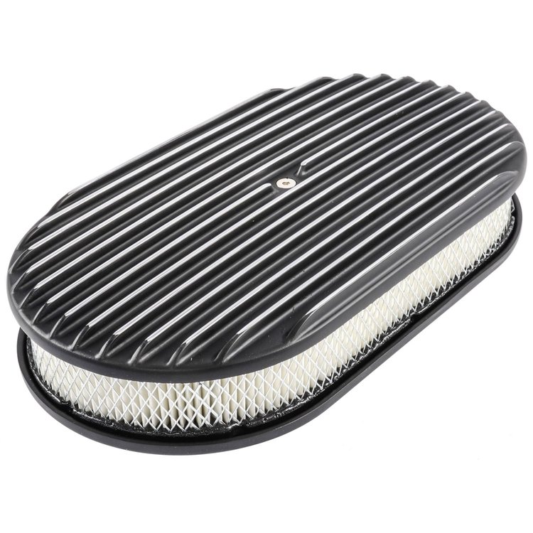Finned Aluminum Air Cleaner Oval 15 in. L x 8 1/4 in. W x 3 in. H [Black]