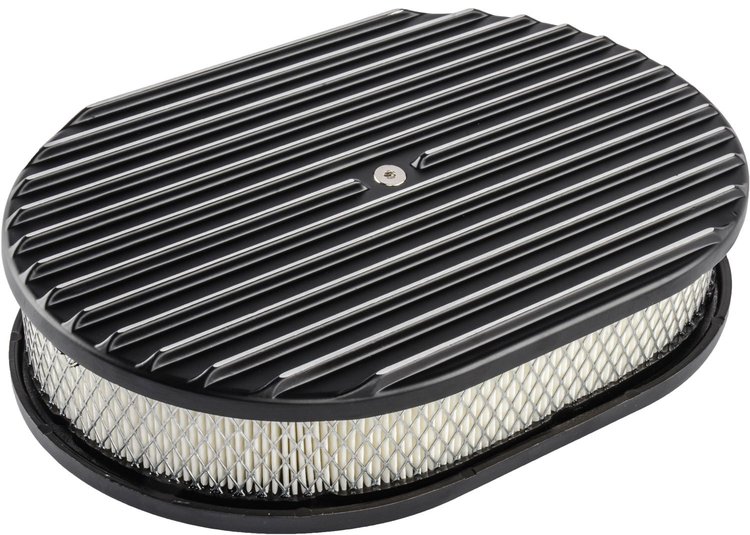 Finned Aluminum Air Cleaner Oval 12 in. L x 8 3/8 in. W x 3 in. H [Black]