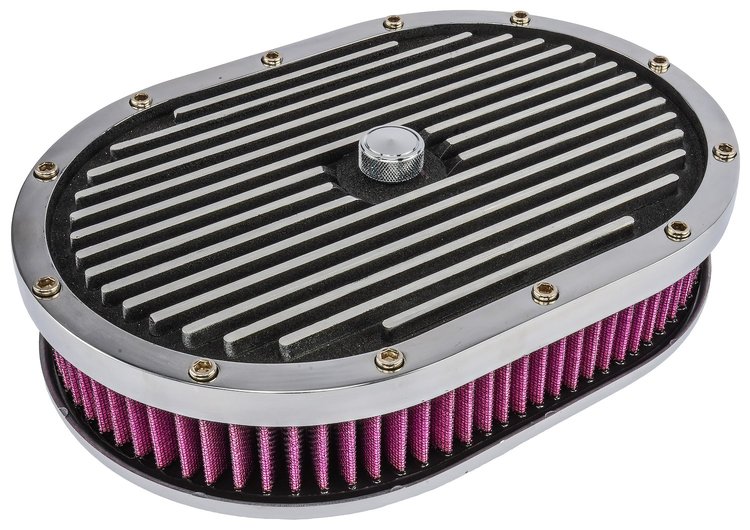 Finned Aluminum Air Cleaner Kit Oval 12 in. L x 8 1/4 in. W x 3 in. H [Black]