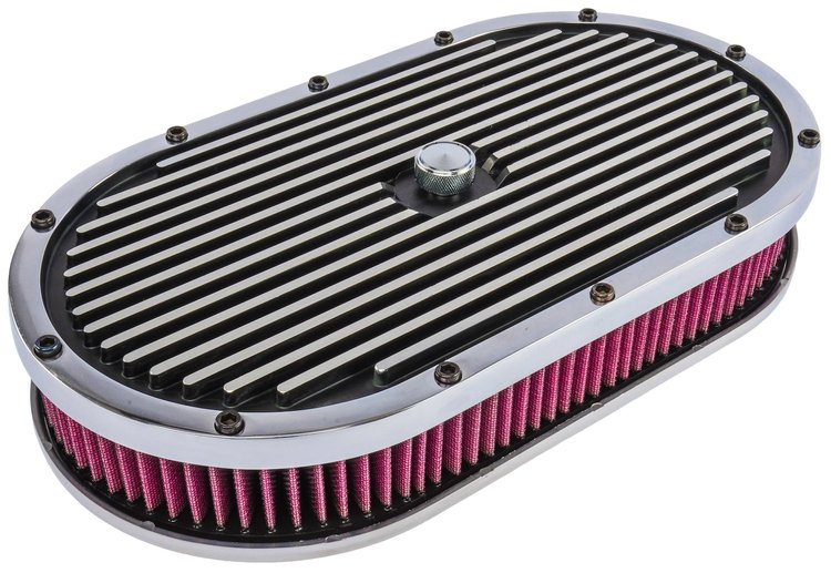 Finned Aluminum Air Cleaner Oval 15 in. L x 8 in. W x 3 in. H [Black]