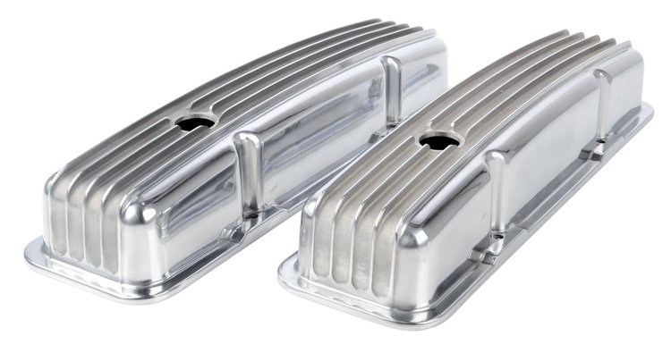 Polished Finned Valve Covers for 1958-1986 Small Block Chevy [Short Design]