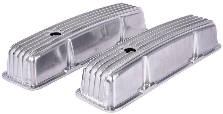 Polished Finned Valve Covers for 1958-1986 Small Block Chevy [Tall Design]