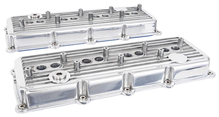 Cast Aluminum Valve Covers for 5.7L, 6.1L, 6.4L Gen III Hemi Engines [Polished Finish, Finned]