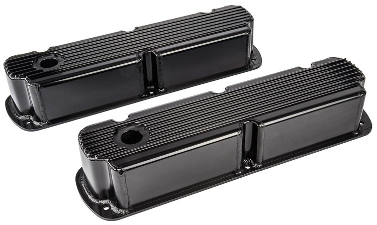 Fabricated Aluminum Valve Covers for Small Block Ford 260-351W [3.375 in. Tall, Black]