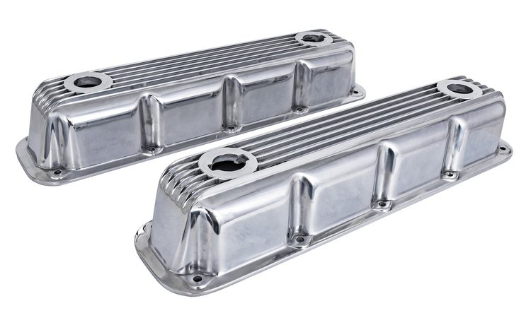 Polished Finned Aluminum Valve Covers for 1992-2003 Mopar Magnum 5.2L 318, 5.9L 360 V8