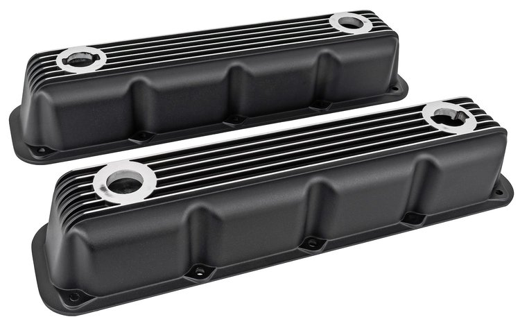 Black Finned Aluminum Valve Covers for 1992-2003 Mopar Magnum 5.2L 318, 5.9L 360 V8