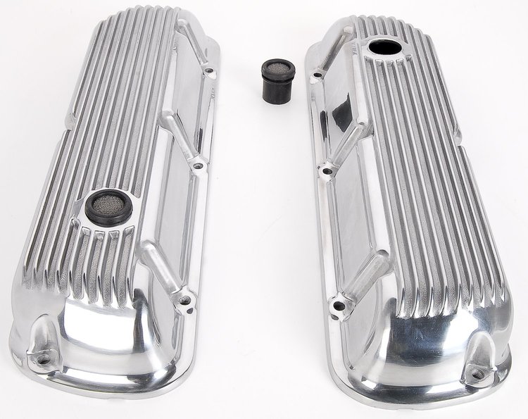 Polished Finned Valve Covers for Small Block Ford 289, 302, 351W
