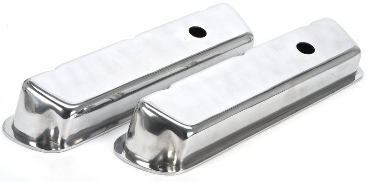 Polished Cast Aluminum Smooth Valve Covers Small Block Ford