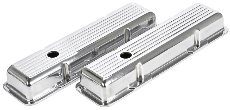 Polished Cast Aluminum Ball-Milled Valve Covers for 1958-1986 Small Block Chevy [Short Design]