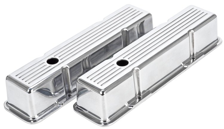 Polished Cast Aluminum Ball-Milled Valve Covers for 1958-1986 Small Block Chevy [Tall Design]