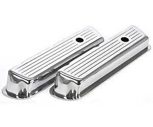 Polished Cast Aluminum Ball-Milled Valve Covers Small Block Ford
