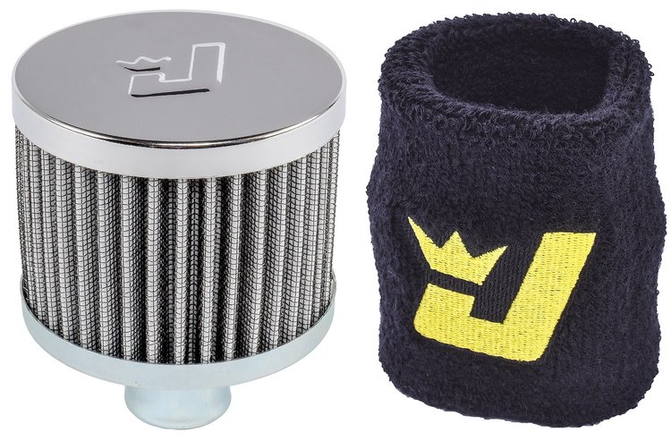 Push-In Valve Cover Breather and Sock Kit [Chrome with Black Sock]