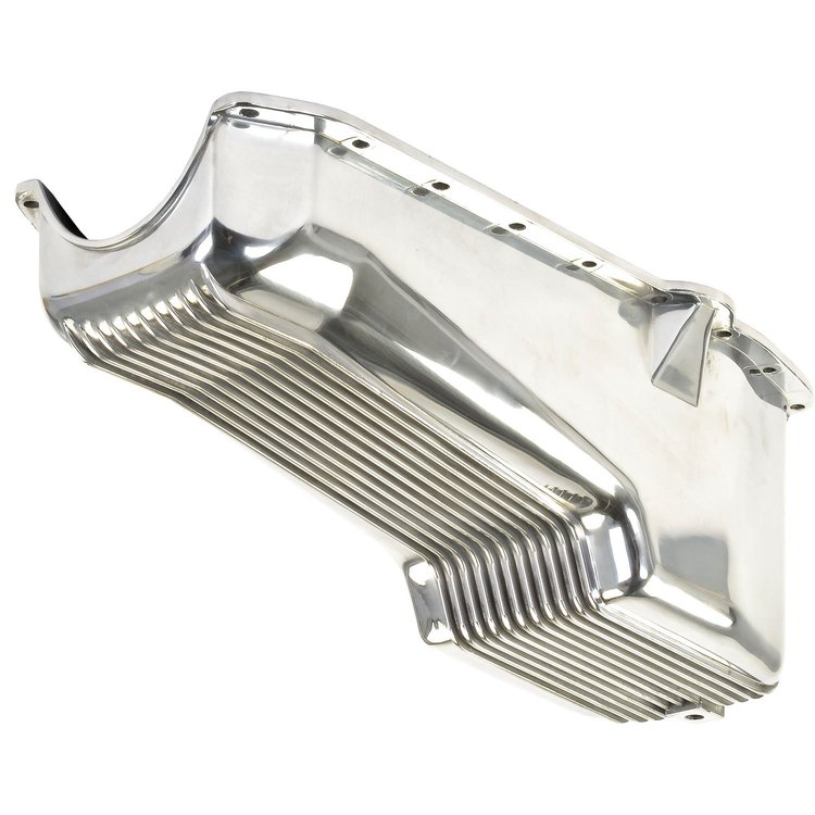 Finned Aluminum Oil Pan for 1955-1979 Small Block Chevy (Driver Side Dipstick)