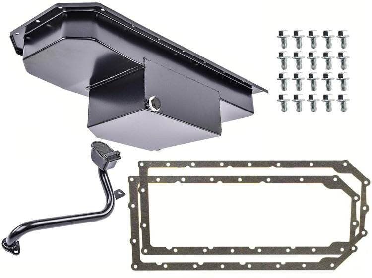 Gen III Hemi Engine Swap Oil Pan Kit for 1963-1975 Mopar A, B, C, and E Body Cars [Center Sump, Black Finish]