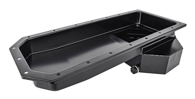 Gen III Hemi Engine Swap Oil Pan for 1963-1975 Mopar A, B, C, and E Body Cars [Rear Sump, Black Finish]