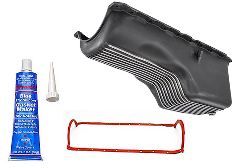 Finned Aluminum Oil Pan and Gasket Kit for 1991-2000 Big Block Chevy Gen V & VI [Black]