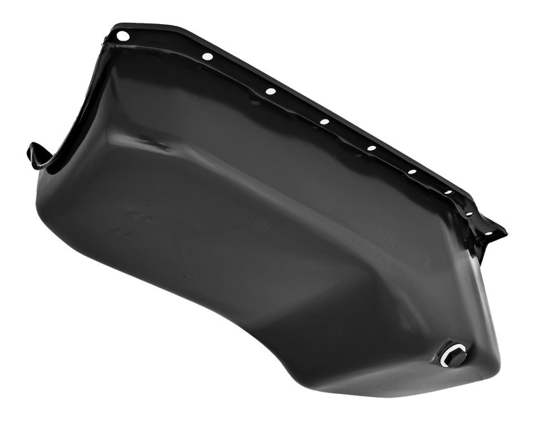 Stock Replacement Oil Pan for 1986-2002 Chevy 305, 350 ci. Engines w/Right Hand Dip Stick & 1-Piece Rear Main Seal [Black]