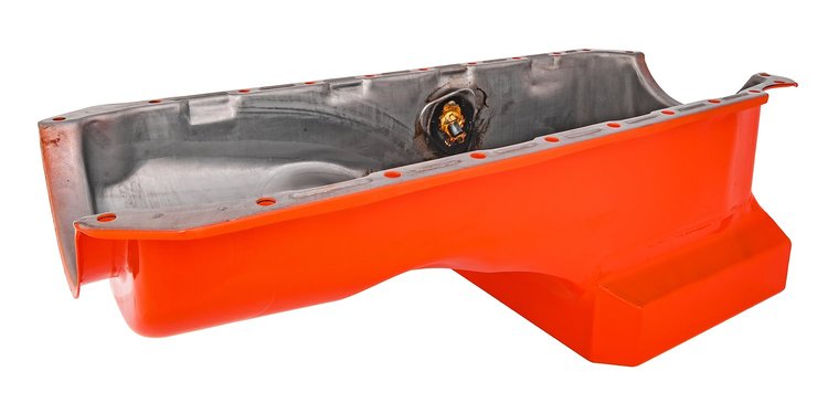 Street & Strip II Oil Pan for 1965-1990 Big Block Chevy [2-Piece Rear Main, Orange Finish]