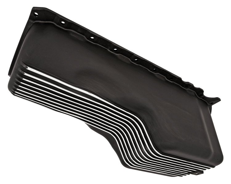 Finned Aluminum Oil Pan for 1991-2000 Big Block Chevy Gen V & VI (Passenger Side Dipstick, Black)