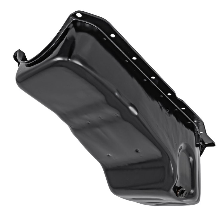 Stock Replacement Oil Pan for 1986-2002 Chevy 305, 350 ci. Engines w/Right Hand Dip Stick & 1-Piece Rear Main Seal [Black]