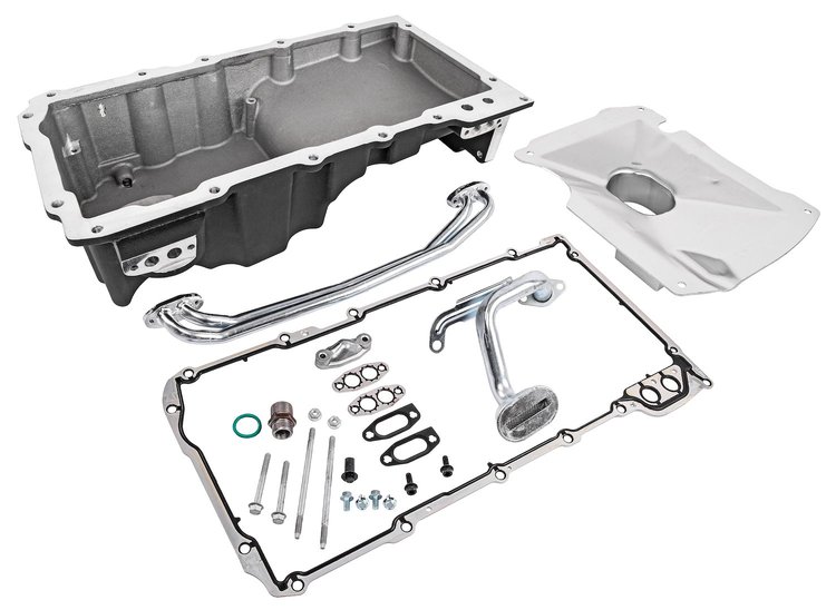 Retrofit Oil Pan for GM LS Series Engine Swaps [Front Sump, Black Finish]