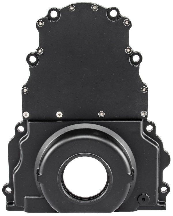 Timing Cover for GM LS Engines up to Gen IV with Rear Mounted Cam Sensors [Black]