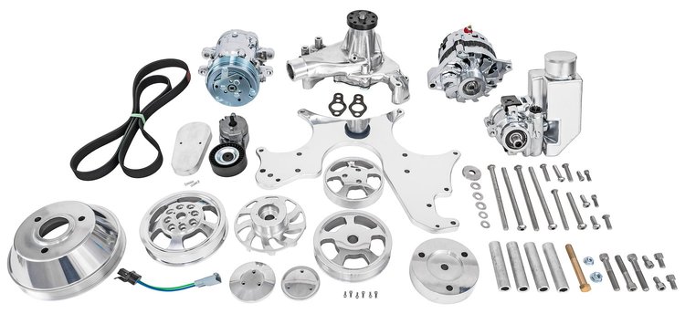 Serpentine Front Drive System for Small Block Chevy Engines [Polished]