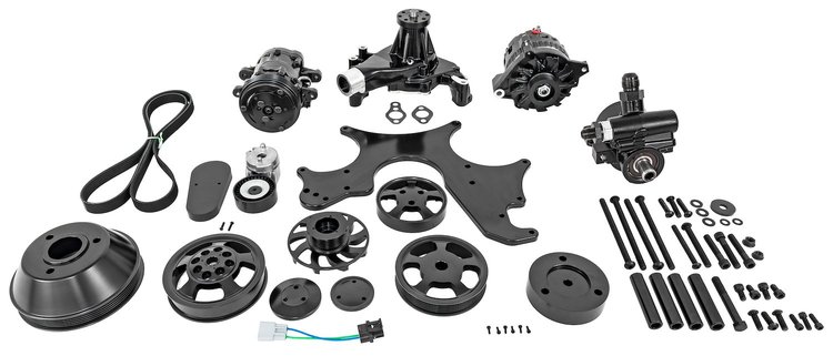 Serpentine Front Drive System for Small Block Chevy Engines [Black]