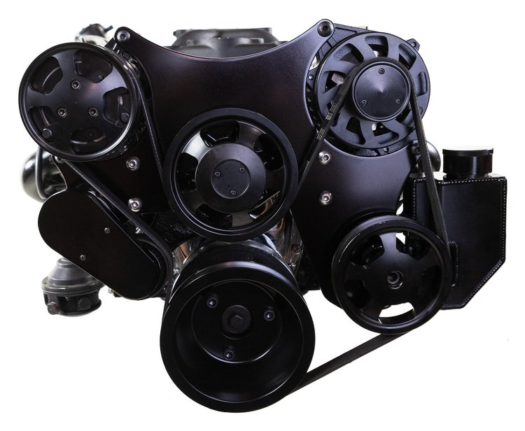 Serpentine Front Drive System for Small Block Chevy Engines [Black]