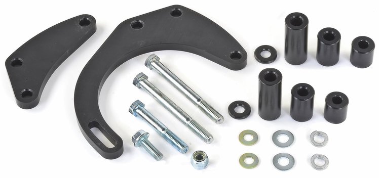 Alternator Mounting Bracket Kit for Small Block Chevy [Mid-Mount, Aluminum, Black Anodized Finish]