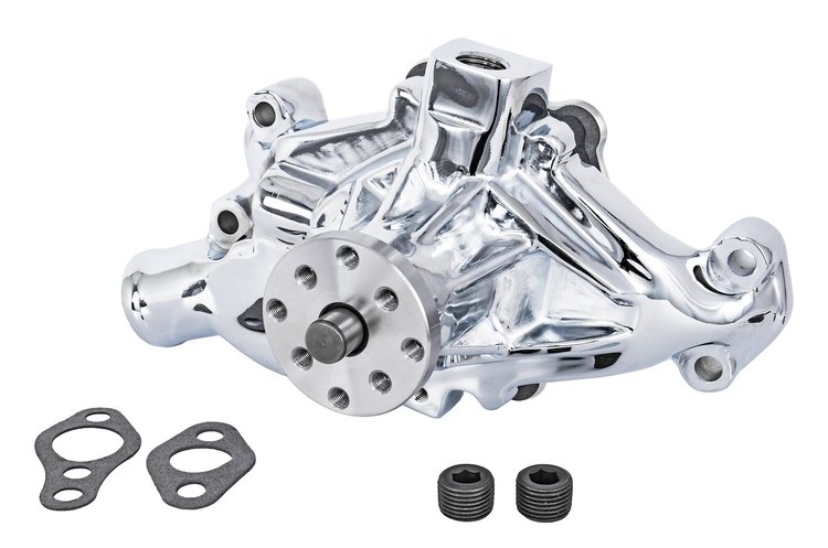 OEM-Style Water Pump for 1955-1972 Small Block Chevy w/Threaded Heater Port [Short, Chrome Finish]