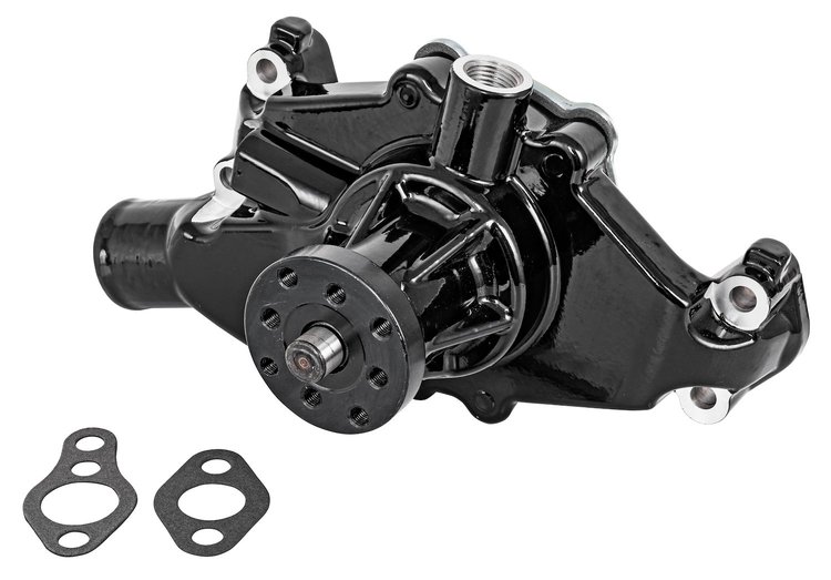 OEM-Style Water Pump for 1955-1972 Small Block Chevy w/Threaded Heater Port [Short, Black Finish]