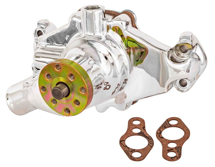 Premium High-Flow Short-Style Aluminum Water Pump Fits Select 1955-1972 Small Block Chevy 265-400 V8 [Polished]