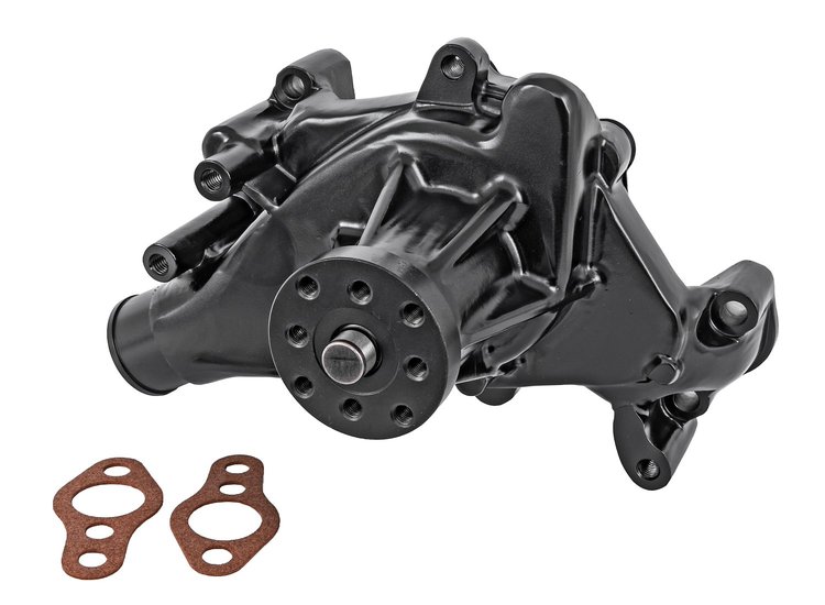 Premium High-Flow Long-Style Aluminum Water Pump Fits Select 1969-1976 Small Block Chevy 302-400 V8 [Black]
