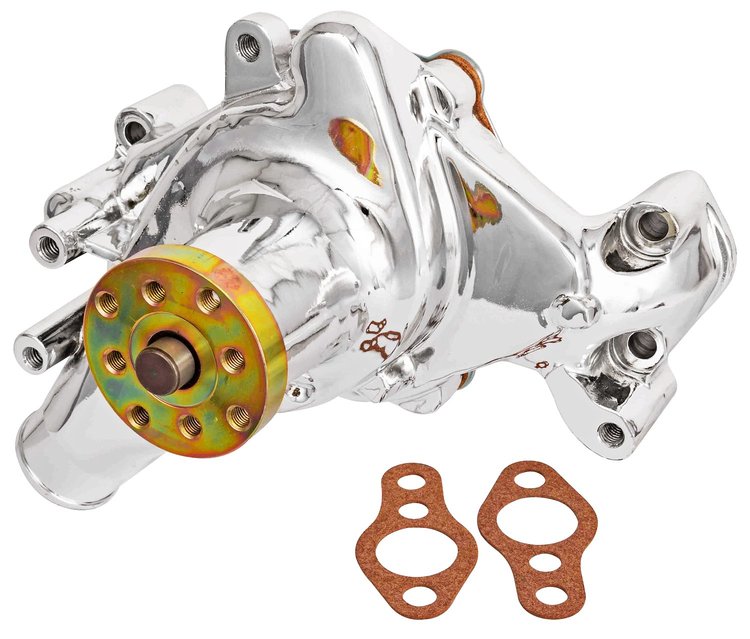 Premium High-Flow Long-Style Aluminum Water Pump Fits Select 1969-1976 Small Block Chevy 302-400 V8 [Chrome]