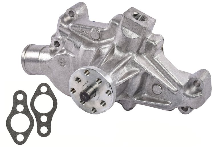 Premium High-Flow Short-Style Aluminum Water Pump Fits Select 1955-1972 Small Block Chevy 265-400 V8 [Natural]