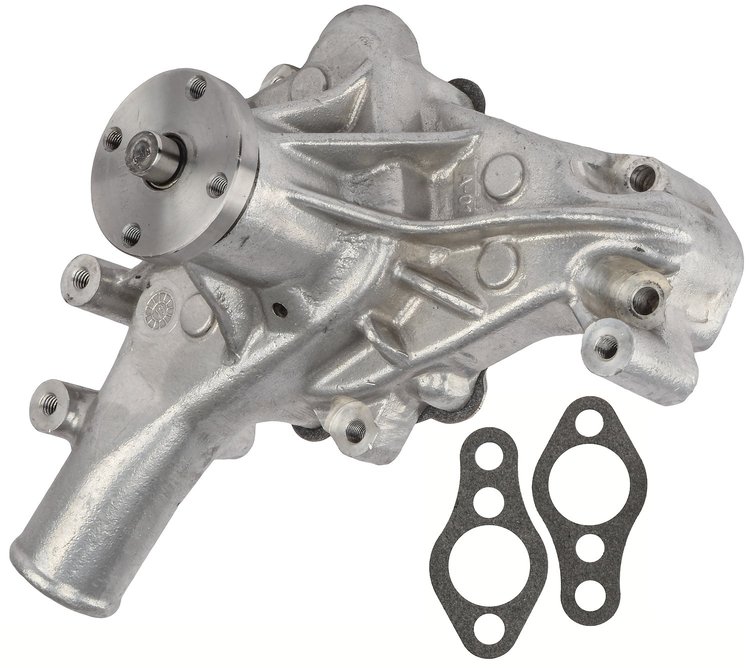 Premium High-Flow Long-Style Aluminum Water Pump Fits Select 1969-1976 Small Block Chevy 302-400 V8 [Natural]