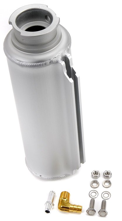 Round Recirculating/Overflow Catch Can with Filler Neck [Clear Anodized Finish]