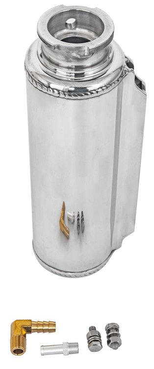 Round Recirculating/Overflow Catch Can with Filler Neck Polished Mirror Finish
