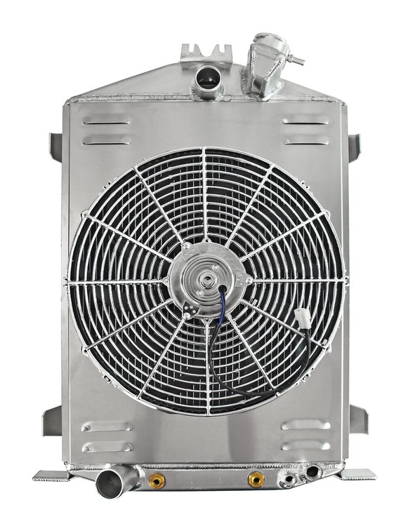 Aluminum Radiator & Fan Combo for 1932 Ford HI-BOY with Ford V8 Engine and Full-Height Grill [16 in. Fan]