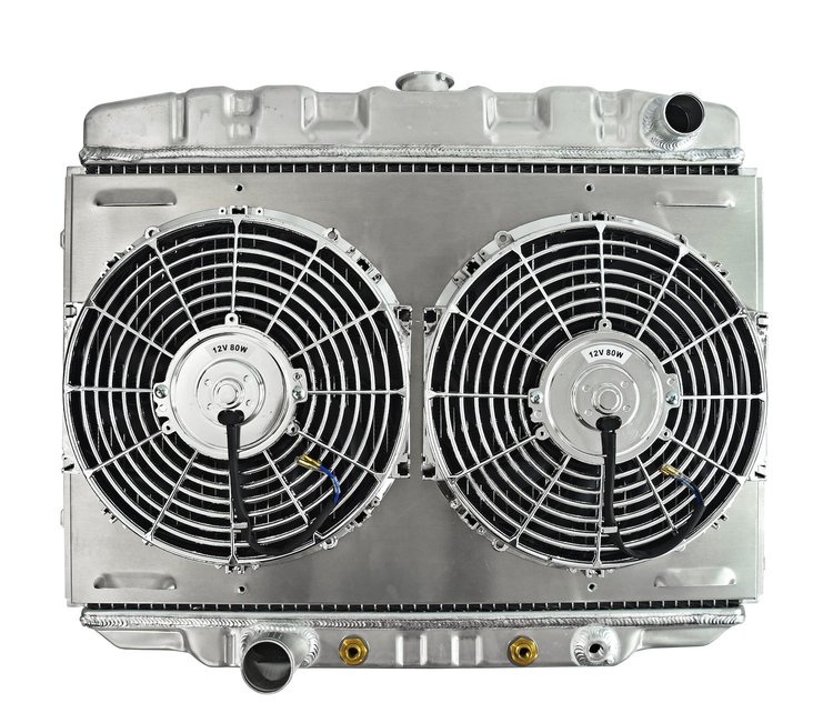 Aluminum Radiator & Fan Combo for 1968-1970 Ford Mustang & Mercury Cougar w/ Big Block [Dual 12 in. Fans]
