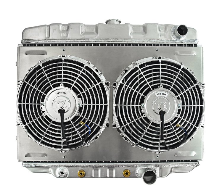 Aluminum Radiator & Fan Combo for 1967-1970 Ford Mustang w/ Small Block [With Air Conditioning] [12 in. Dual Fans]]