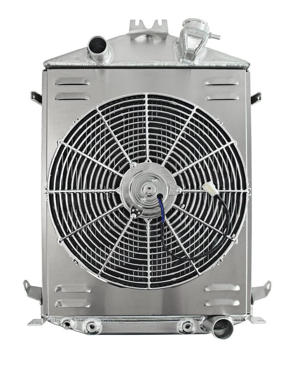 Aluminum Radiator &  Fan Combo for 1928-1931 Ford Model A with Chevy V8 Engine & Full-Height Grill [16 in. Fan]
