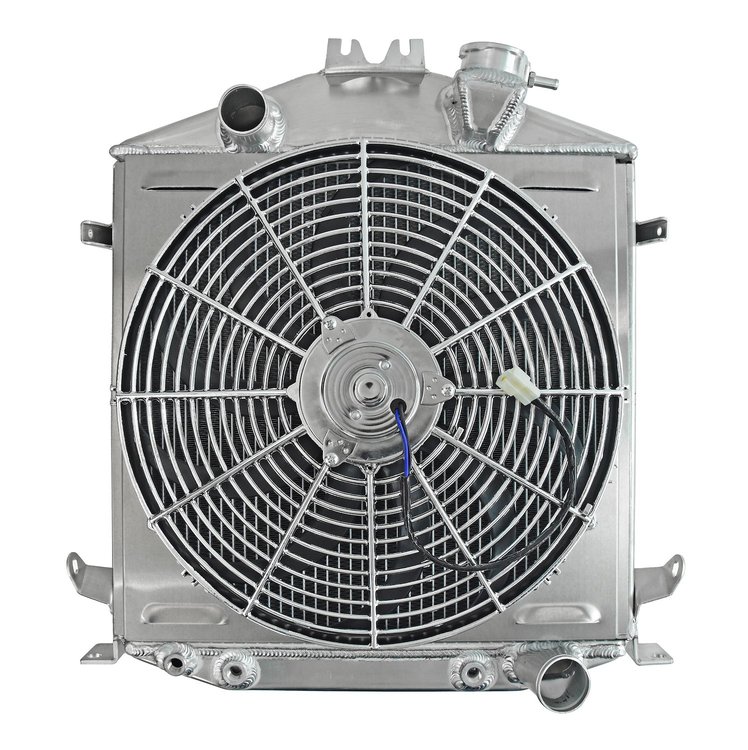 Aluminum Radiator & Fan Combo for 1928-1931 Ford Model A with Chevy V8 Engine & Chopped Grill [16 in. Fan]