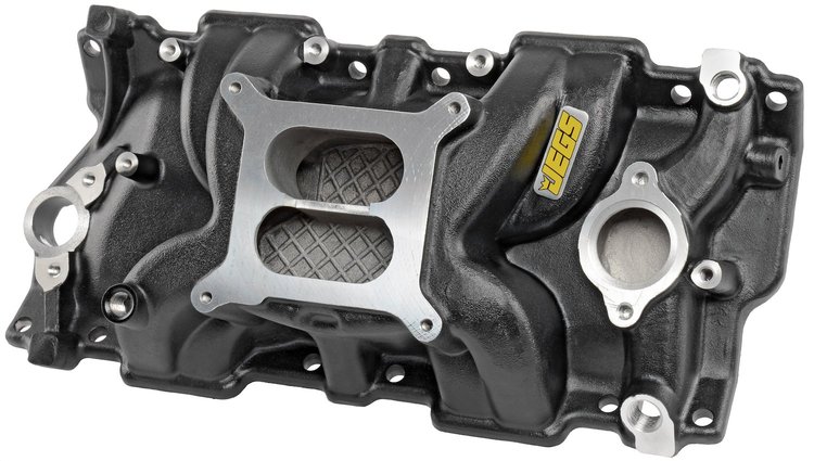 Intake Manifold for 1955-1986 Small Block Chevy 262-400, Dual Plane [Black]