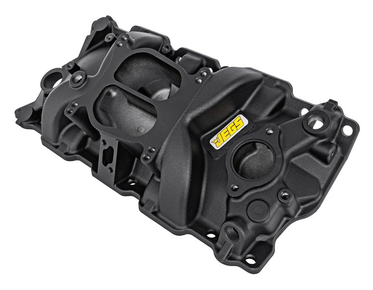 Intake Manifold for 1955-1986 Small Block Chevy 262-400, Dual Plane w/Spread Bore [Black]