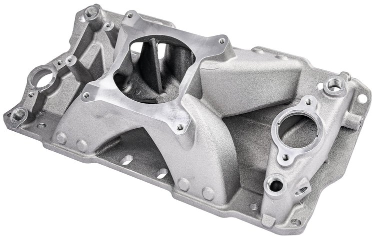 Intake Manifold for 1955-1995 Small Block Chevy 262-400, Hi-Rise Single Plane [Satin]